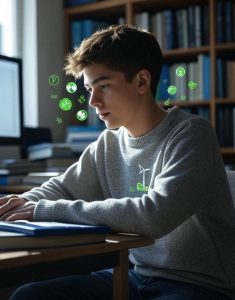 student searching curated sites about environment