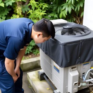 checking hvac outdoors